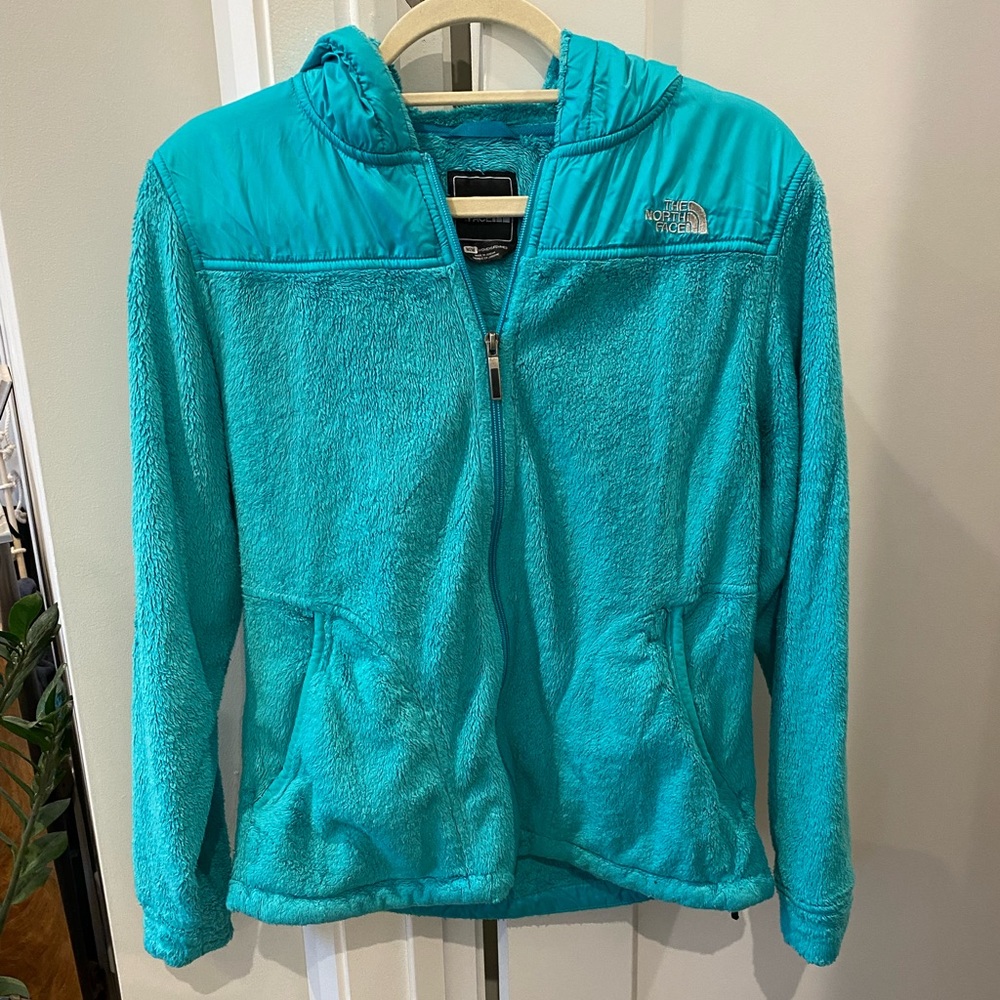 North Face Teal hooded zip up